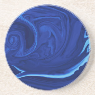 Dessous De Verre En Grès arrière - plan bleu Cobalt Texté à la main