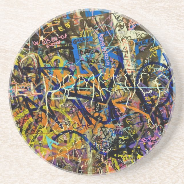 Dessous De Verre En Grès Arrière - plan de graffiti (Devant)
