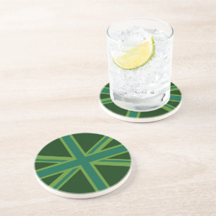 Dessous De Verre En Grès Arrière - plan de style Drapeau Turquoise vert Un
