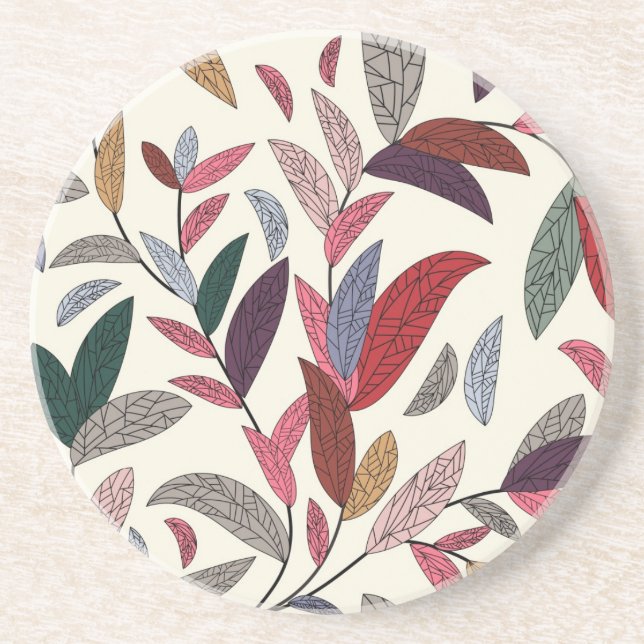 Dessous De Verre En Grès Arrière - plan floral (Devant)