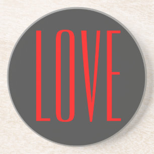 Dessous De Verre En Grès Arrière - plan gris tendance Red Love Mariage