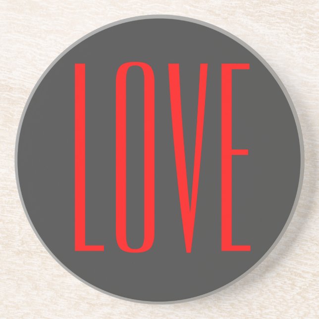 Dessous De Verre En Grès Arrière - plan gris tendance Red Love Mariage (Devant)