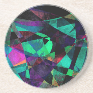 Dessous De Verre En Grès Art abstrait géométrique, coloré, sale