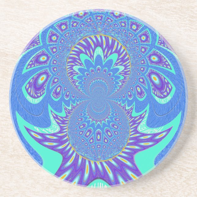 Dessous De Verre En Grès Art bleu moderne (Devant)