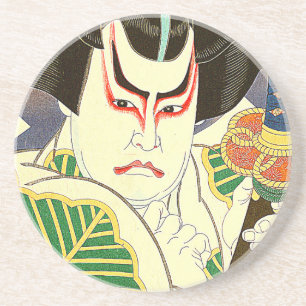 Dessous De Verre En Grès Art d'acteur de Kabuki de Japonais par le 名取