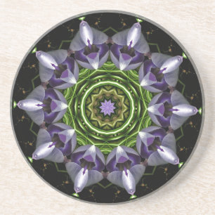 Dessous De Verre En Grès Art de kaléidoscope de mandala floral pourpre