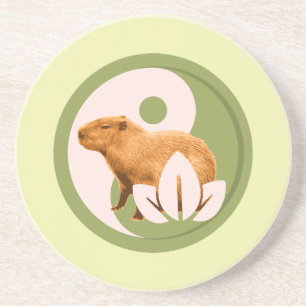 Dessous De Verre En Grès Art de la nature paisible du capybara Zen Yin Yang