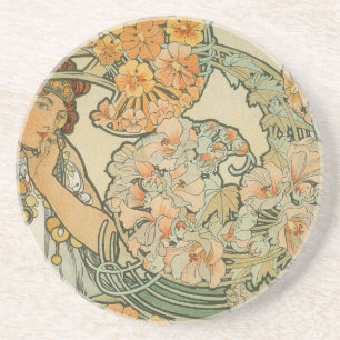 Dessous De Verre En Grès Art déco d'Alphonse Mucha