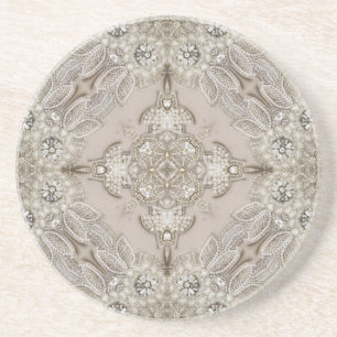 Dessous De Verre En Grès Art Déco Glamour Vintage Mode Gris Beige