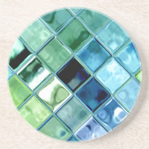 Dessous De Verre En Grès Art en verre de tuile de mosaïque de mer