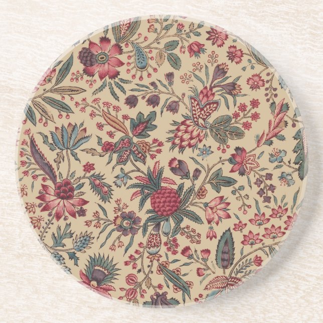 Dessous De Verre En Grès Art floral de la tapisserie (Devant)