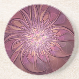 Dessous De Verre En Grès Art floral fractal moderne abstrait couleurs de ba