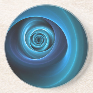 Dessous De Verre En Grès Art fractal abstrait moderne aux couleurs bleues e