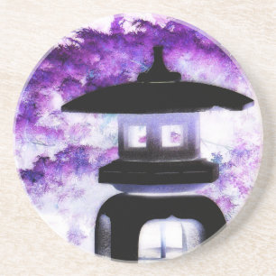 Dessous De Verre En Grès Art japonais d'ornement de pagoda