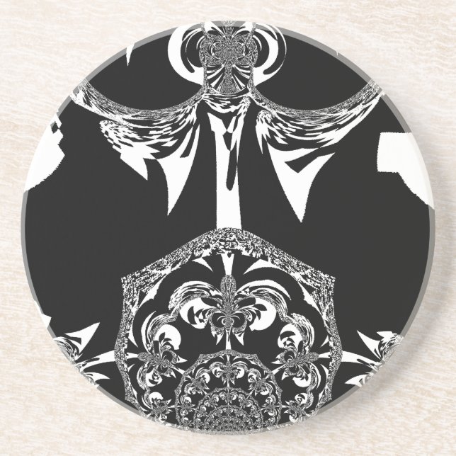 Dessous De Verre En Grès Art noir et blanc africain (Devant)