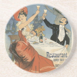 Dessous De Verre En Grès Art Nouveau vintage, Taverne Olympia Restaurant
