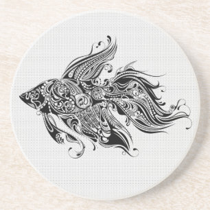 Dessous De Verre En Grès Art Ornat Noir & Blanc