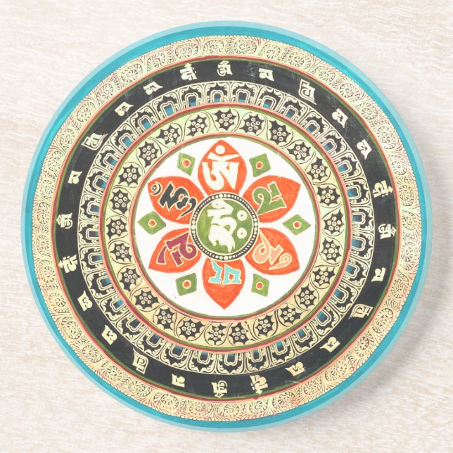 Dessous De Verre En Grès Art tibétain de mandala (Devant)