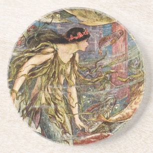 Dessous De Verre En Grès Art victorien de sirène par H J Ford