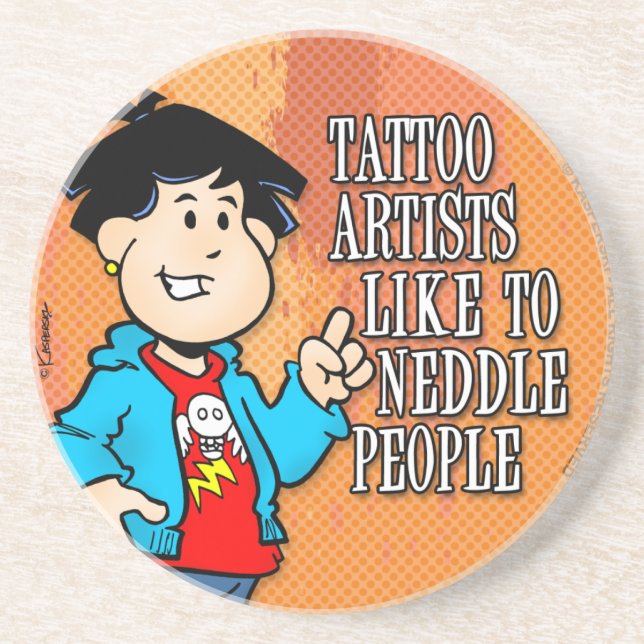 Dessous De Verre En Grès Artiste du tatouage (Devant)