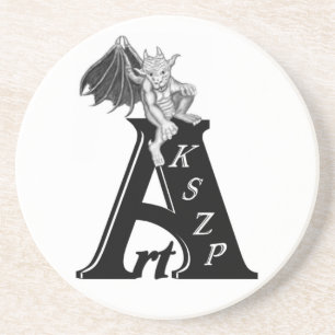 Dessous De Verre En Grès ArtKSZP logo avec un Golem - Gargoyle