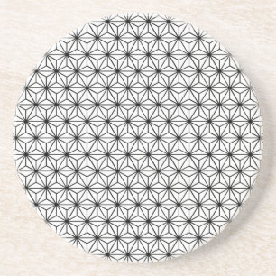 Dessous De Verre En Grès Asanoha Noir Et Blanc Japonais Motif Géométrique