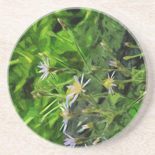 Dessous De Verre En Grès Aster pourpre parmi les arbres brûlés Abstrait