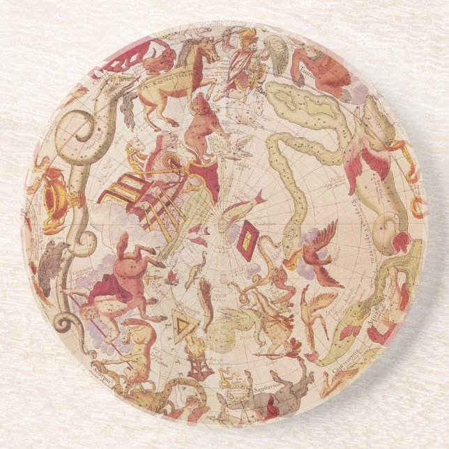 Dessous De Verre En Grès Astronomie Vintage, Carte Céleste par Carel Allard (Devant)