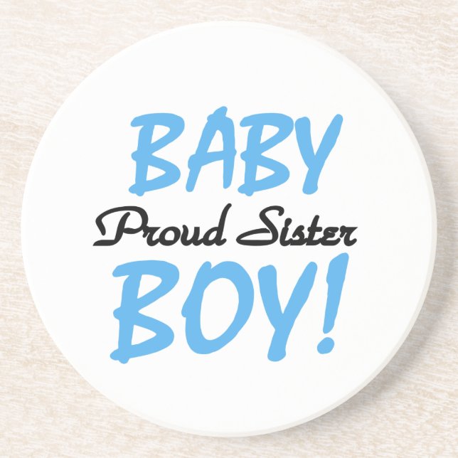 Dessous De Verre En Grès Baby Boy Fier Soeur Cadeaux (Devant)