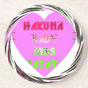 Dessous De Verre En Grès Baby Pink Hearts Hakuna Matata Baby Kids Design.p