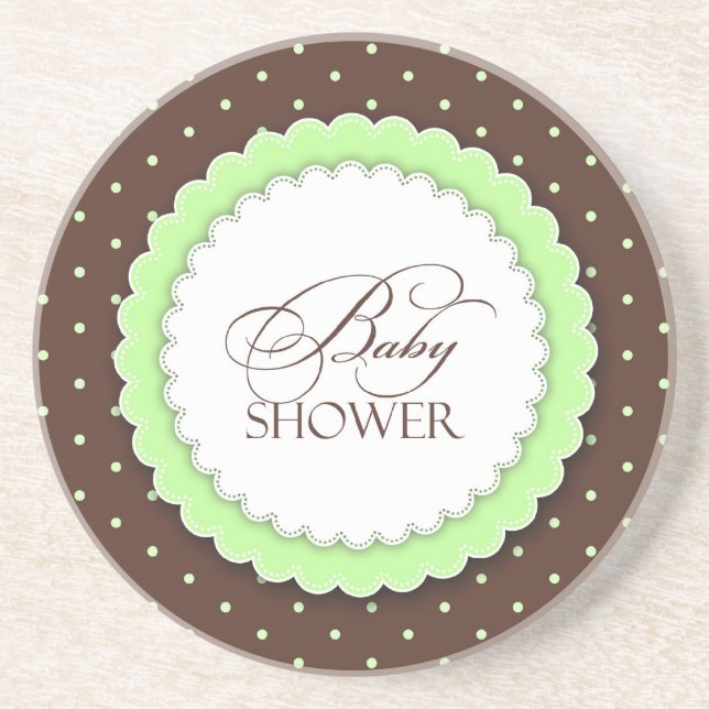 Dessous De Verre En Grès Baby shower Vert Brown (Devant)