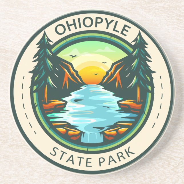 Dessous De Verre En Grès Badge de l'Ohiopyle State Park Pennsylvania (Devant)