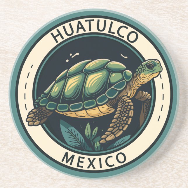 Dessous De Verre En Grès Badge de tortue Huatulco Mexique (Devant)