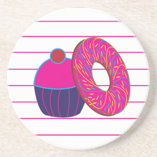 Dessous De Verre En Grès Baguette rose cupcake