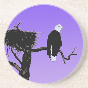 Dessous De Verre En Grès Bald Eagle at Sunset - Art original de la faune
