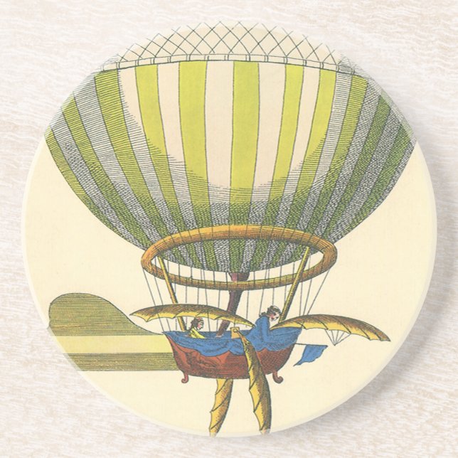 Dessous De Verre En Grès Ballon à air chaud à vapeur de science-fiction vin (Devant)