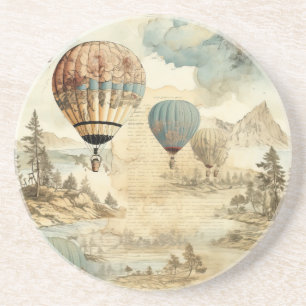 Dessous De Verre En Grès Balloon vintage à air chaud dans un paysage serein