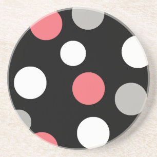 Dessous De Verre En Grès Balls Cercles Motif gris blanc corail rose