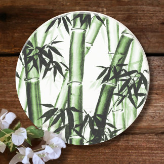 Dessous De Verre En Grès Bambou Chinese Art - un - vert