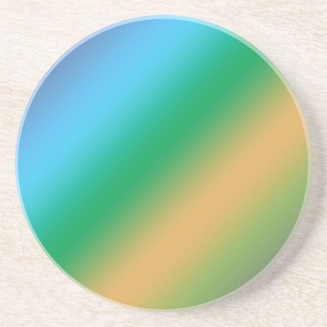 Dessous De Verre En Grès bandes de couleur, vert, jaune, bleu (Devant)