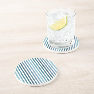 Dessous De Verre En Grès Bandes dessinées à la main dans les tons bleu d'in