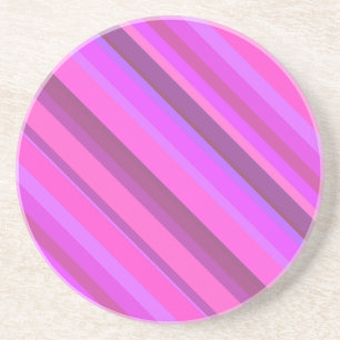 Dessous De Verre En Grès Bandes diagonales roses