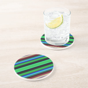 Dessous De Verre En Grès Bandes minces et colorées - 1
