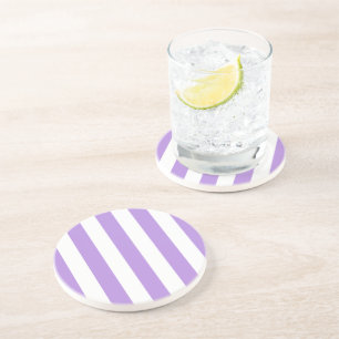 Dessous De Verre En Grès Bandes pourpres, Blancs, Motif rayé