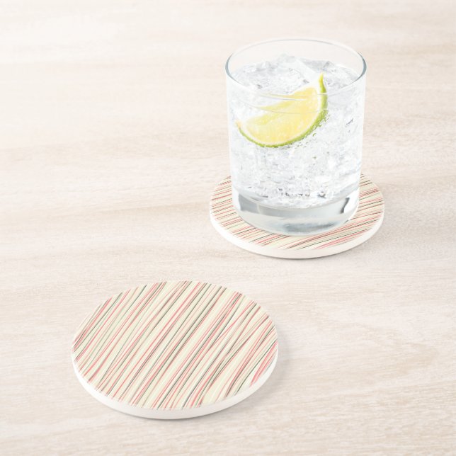 Dessous De Verre En Grès Bandes roses (Côté)