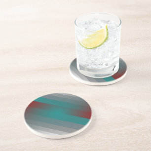 Dessous De Verre En Grès Bandes turquoises de gris bordeaux