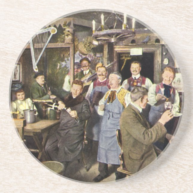 Dessous De Verre En Grès Bar à l'ancienne avec des célébrations populaires, (Devant)