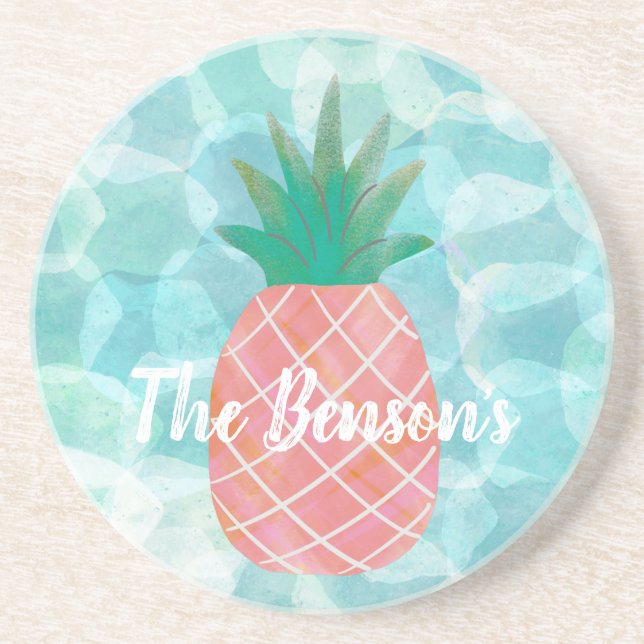 Dessous De Verre En Grès Barre d'ananas personnalisée Barres de boissons (Devant)