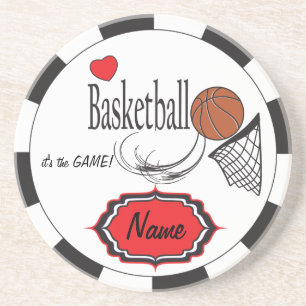 Dessous De Verre En Grès Basket-ball Black, White and Red Love