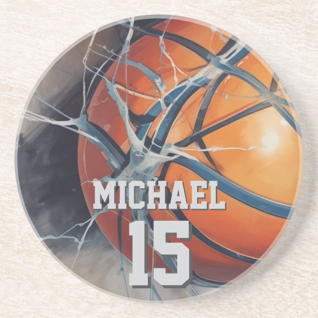 Dessous De Verre En Grès Basket-ball Votre nom (Devant)